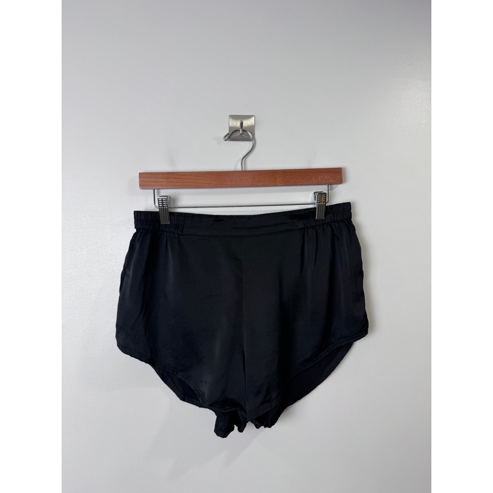 Lunya Women Black Washable Silk Sleep Shorts Elastic Waist Back Pocket Medium